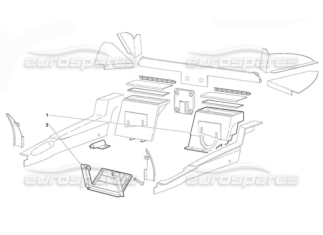 lamborghini diablo (1991) diagramma delle parti del rivestimento dell'abitacolo (valido per la versione australiana - ottobre 1991).