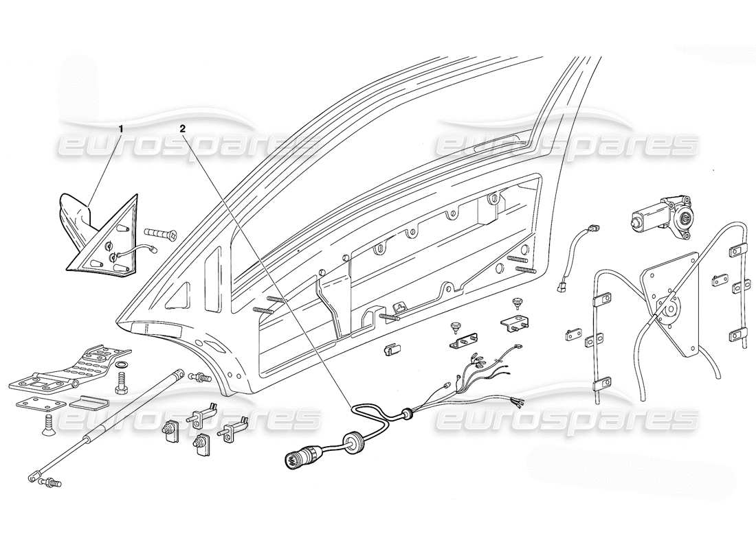 lamborghini diablo (1991) schema delle parti delle porte (valido per la versione australiana - 1991 ottobre).