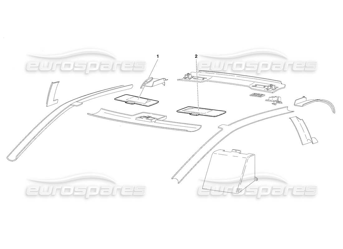 lamborghini diablo se30 (1995) diagramma delle parti del rivestimento dell'abitacolo (valido per gli usa - gennaio 1995).