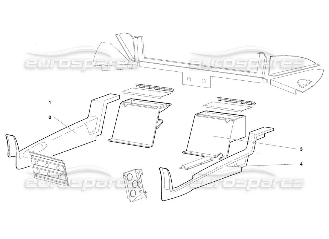 lamborghini diablo se30 (1995) diagramma delle parti del rivestimento dell'abitacolo (valido per gli usa - gennaio 1995).