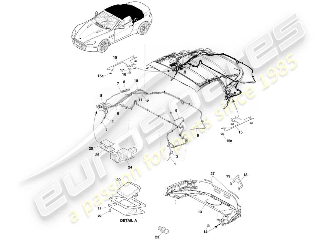 aston martin v8 vantage (2005) tetto roadster, diagramma delle parti page2