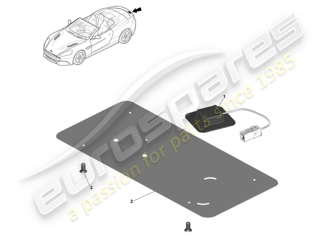 aston martin vanquish (2013) antenna gps, volante diagramma delle parti