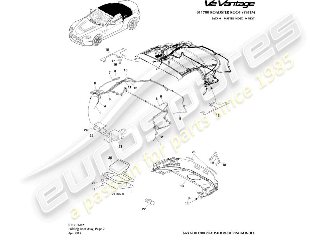 aston martin v12 vantage (2013) tetto roadster, diagramma delle parti pagina 2