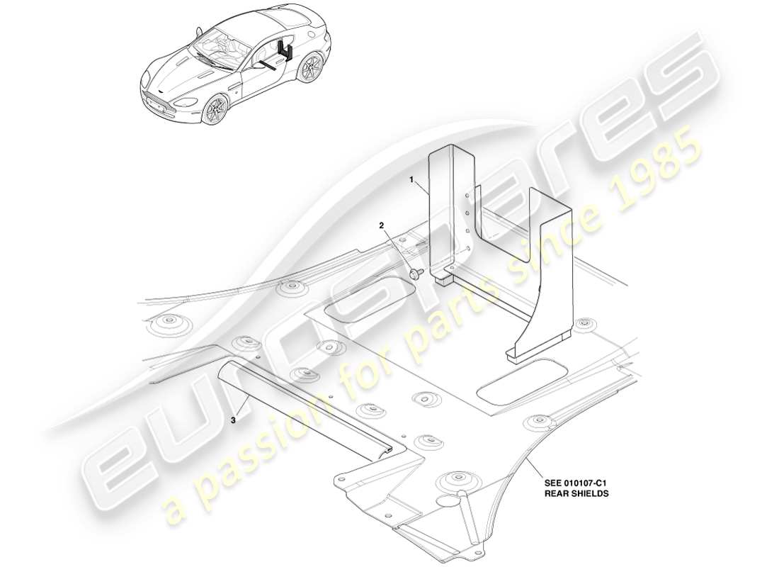aston martin v8 vantage (2005) diagramma delle parti del condotto di raffreddamento