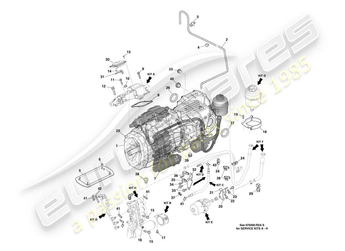 aston martin v8 vantage (2005) diagramma delle parti cambio, manuale, 7 spd