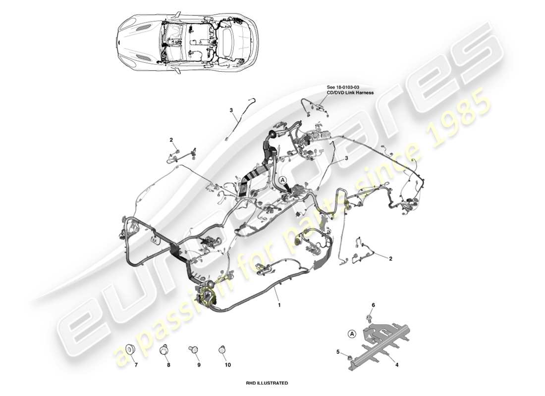 aston martin vanquish (2014) imbracatura per il corpo, volante diagramma delle parti