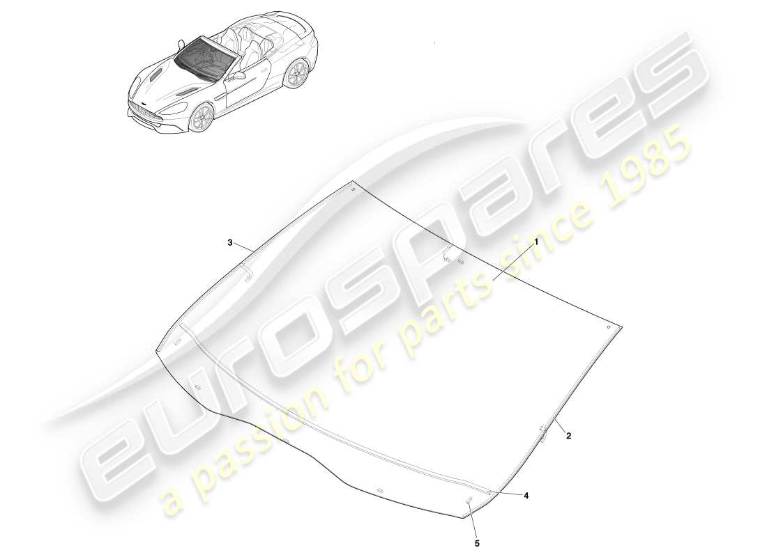 aston martin vanquish (2014) parabrezza, volante diagramma delle parti