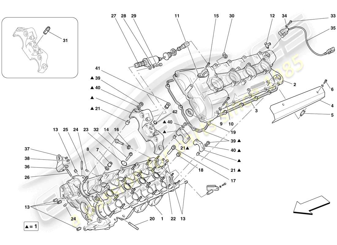 ferrari f430 spider (europe) testa cilindro sinistra schema delle parti