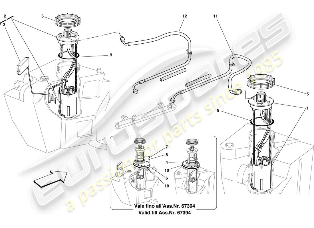 ferrari f430 coupe (europe) pompe e tubi del sistema di alimentazione schema delle parti