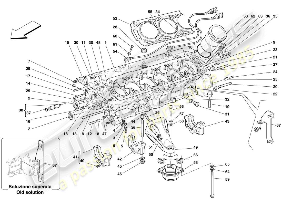 ferrari 612 scaglietti (rhd) schema delle parti del basamento