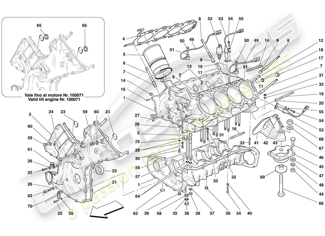ferrari f430 spider (rhd) schema delle parti del basamento