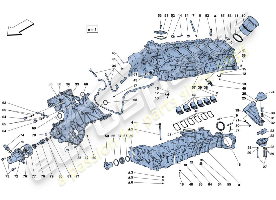 ferrari 812 superfast (rhd) schema delle parti del basamento