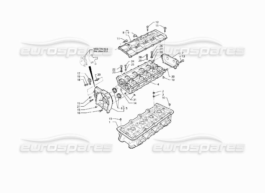 maserati qtp v8 (1998) testate cilindri, schema delle parti del telaio sinistro