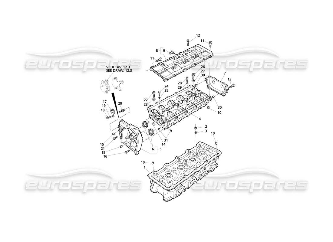maserati qtp v8 evoluzione testate cilindri, schema delle parti del telaio sinistro
