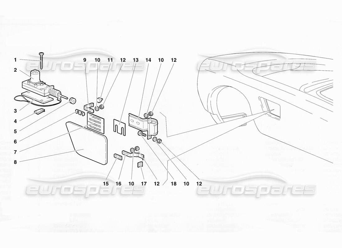 lamborghini diablo se30 (1995) tappo del carburante (valido per gli usa - gennaio 1995) diagramma delle parti