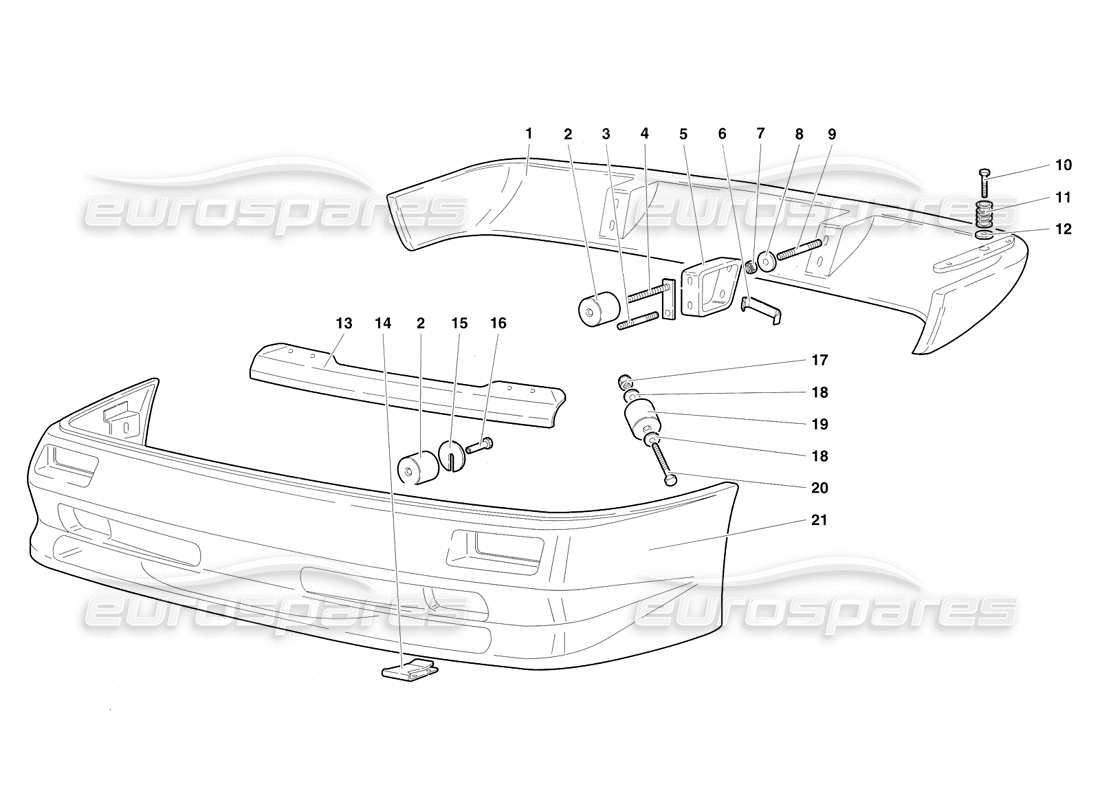 lamborghini diablo sv (1997) diagramma delle parti paraurti (valido per arabia saudita - marzo 1997).