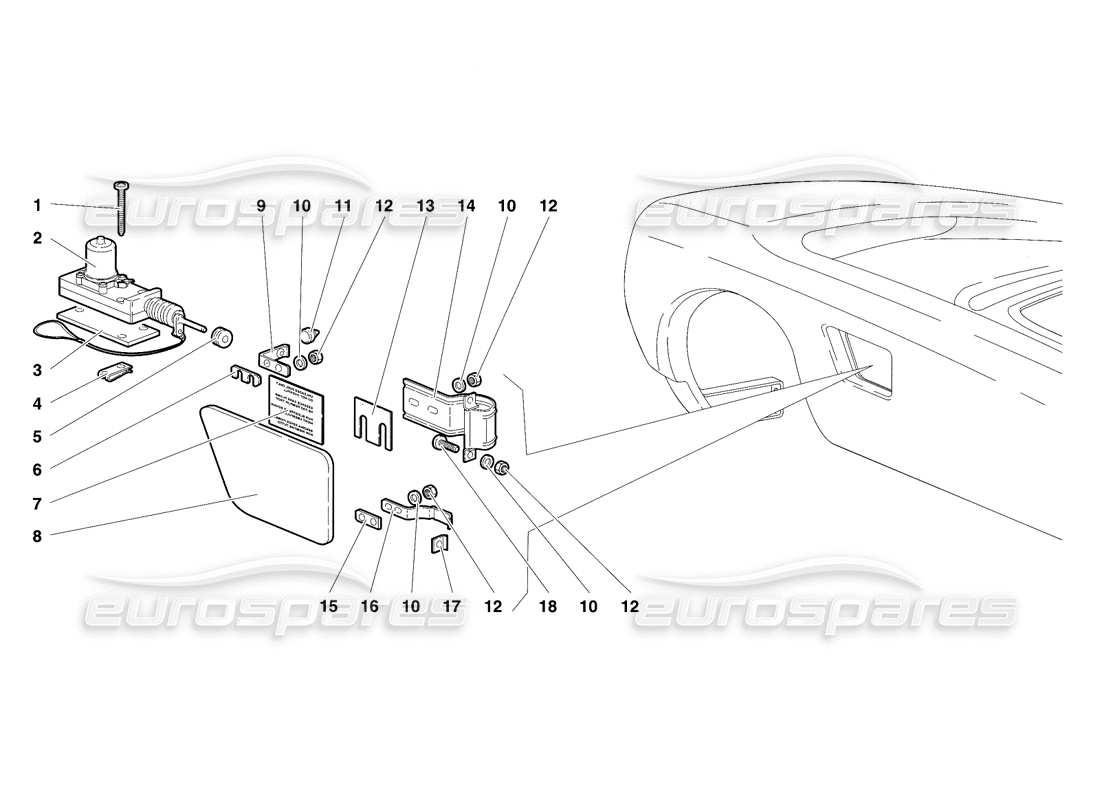 lamborghini diablo se30 (1995) tappo del carburante (valido per il canada - gennaio 1995) diagramma delle parti