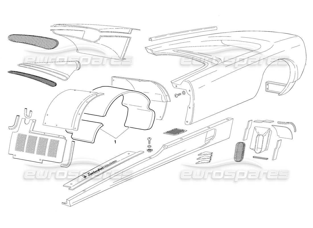 lamborghini diablo (1991) elementi del corpo (valido per la versione svizzera - ottobre 1991) diagramma delle parti