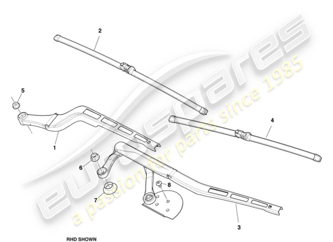 aston martin db9 (2004) gruppo spazzola tergicristallo, 12my diagramma delle parti
