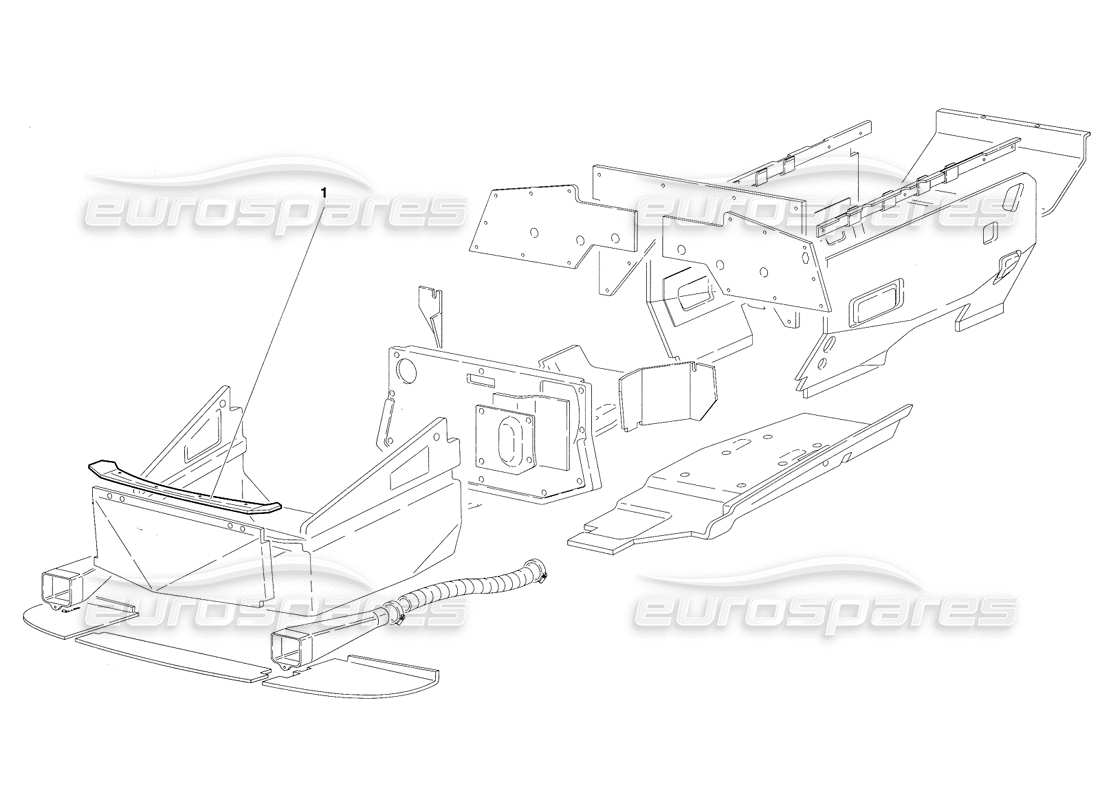 lamborghini diablo se30 (1995) diagramma delle parti dei pannelli del pavimento con telaio (valido per il canada - gennaio 1995).