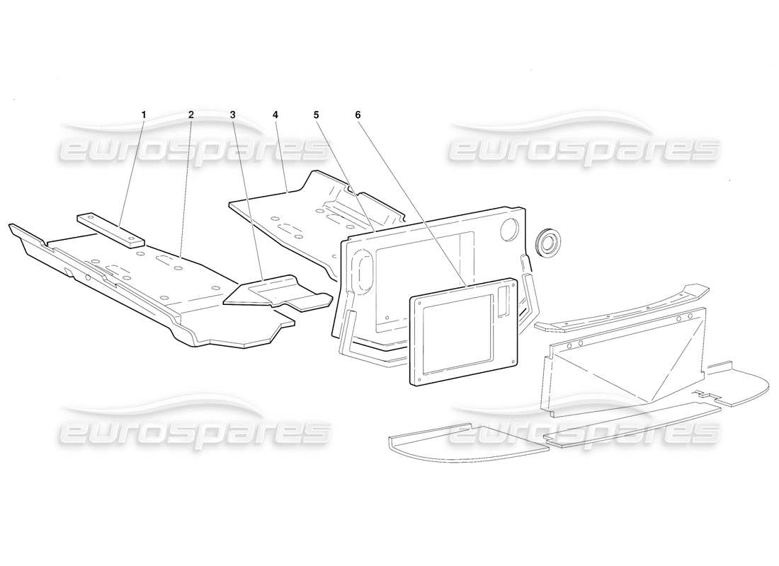 lamborghini diablo (1991) pannelli del pavimento con telaio (valido per la versione gb - ottobre 1991) diagramma delle parti