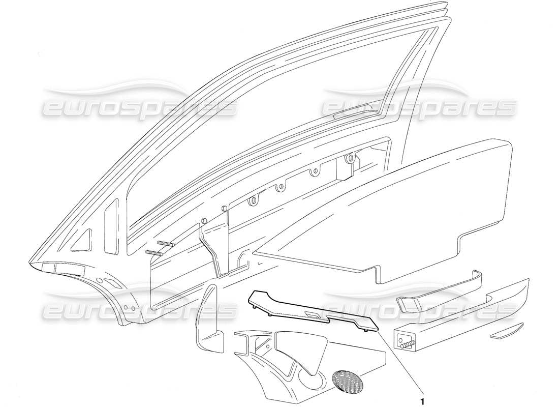 lamborghini diablo (1991) schema delle parti delle porte (valido per la versione australiana - 1991 ottobre).