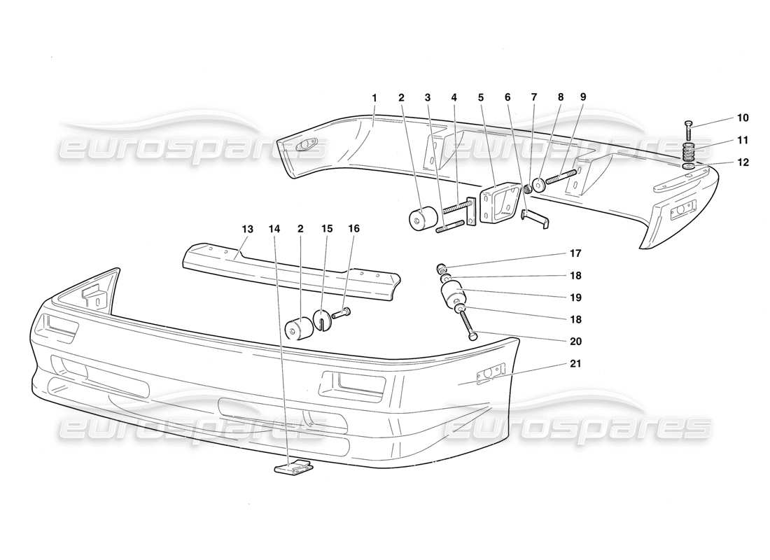 lamborghini diablo sv (1997) diagramma delle parti paraurti (valido per il canada - marzo 1997).