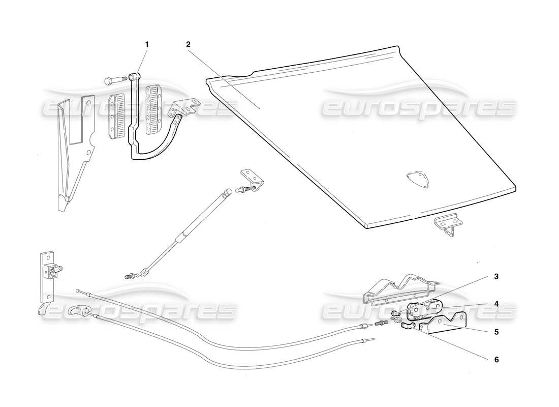 lamborghini diablo sv (1997) cofano anteriore (valido per rh d. - marzo 1997) diagramma delle parti