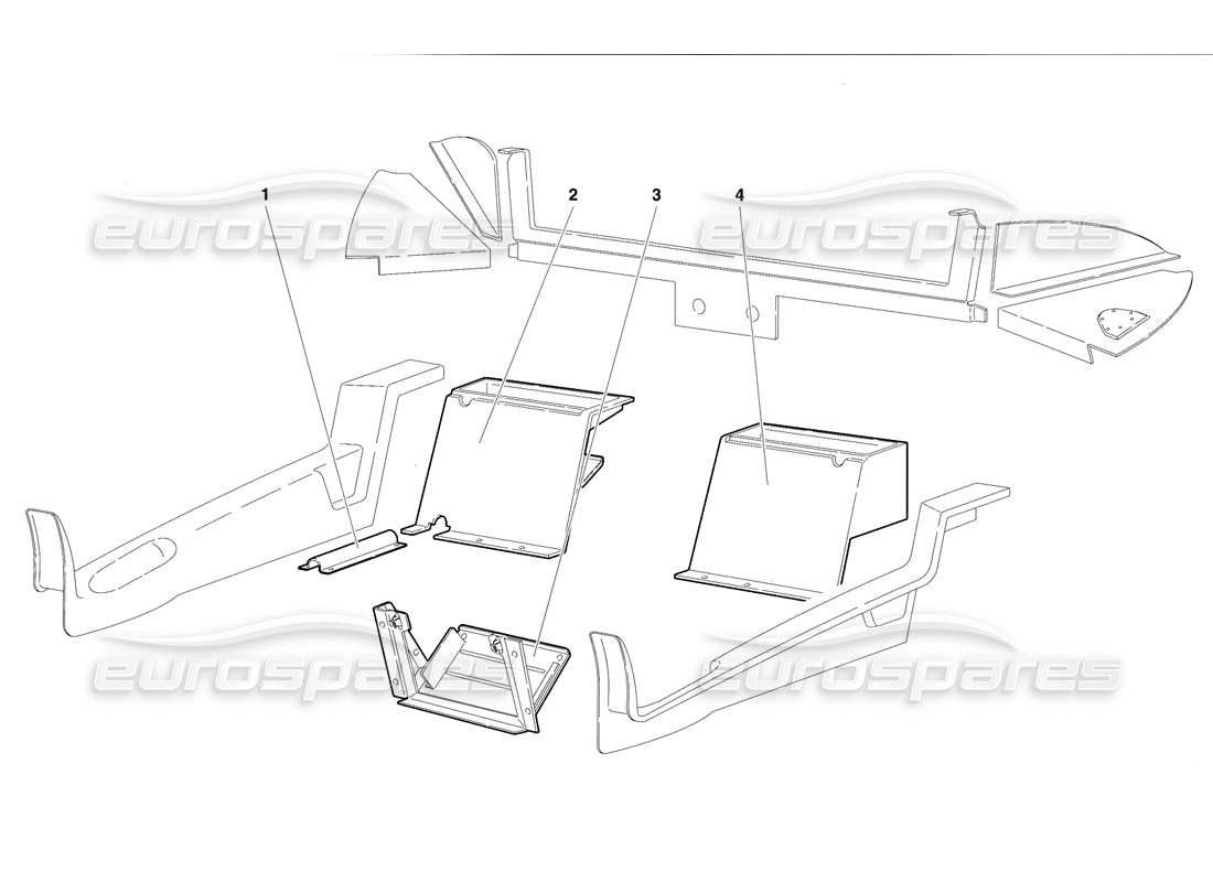 lamborghini diablo se30 (1995) diagramma delle parti del rivestimento dell'abitacolo (valido per versione rh d. - gennaio 1995).