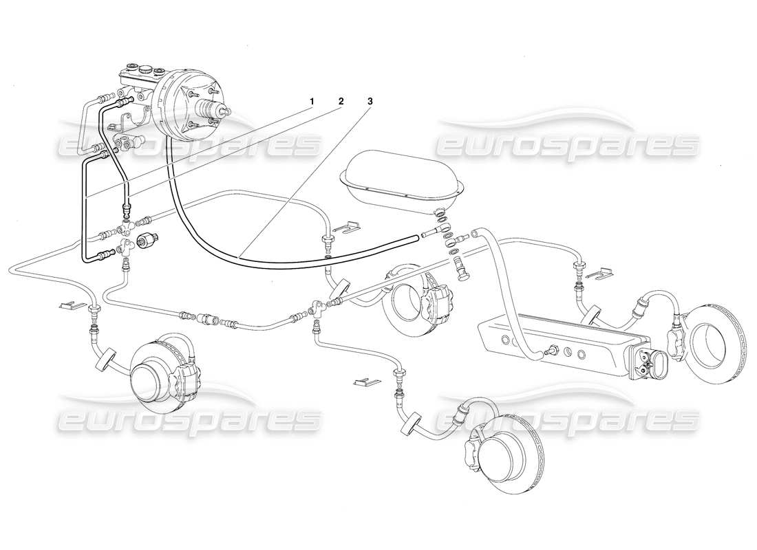 lamborghini diablo (1991) sistema frenante (valido per la versione australiana - ottobre 1991) diagramma delle parti