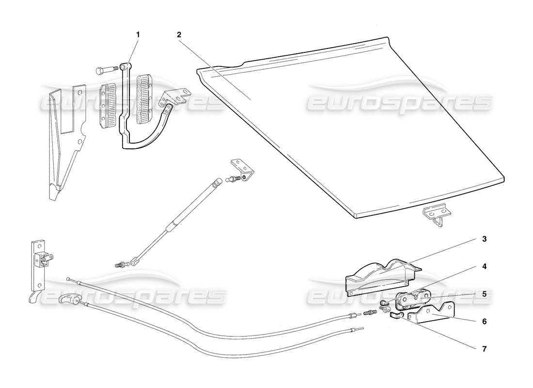 lamborghini diablo se30 (1995) schema delle parti del cofano anteriore (valido per versione rh d. - gennaio 1995).