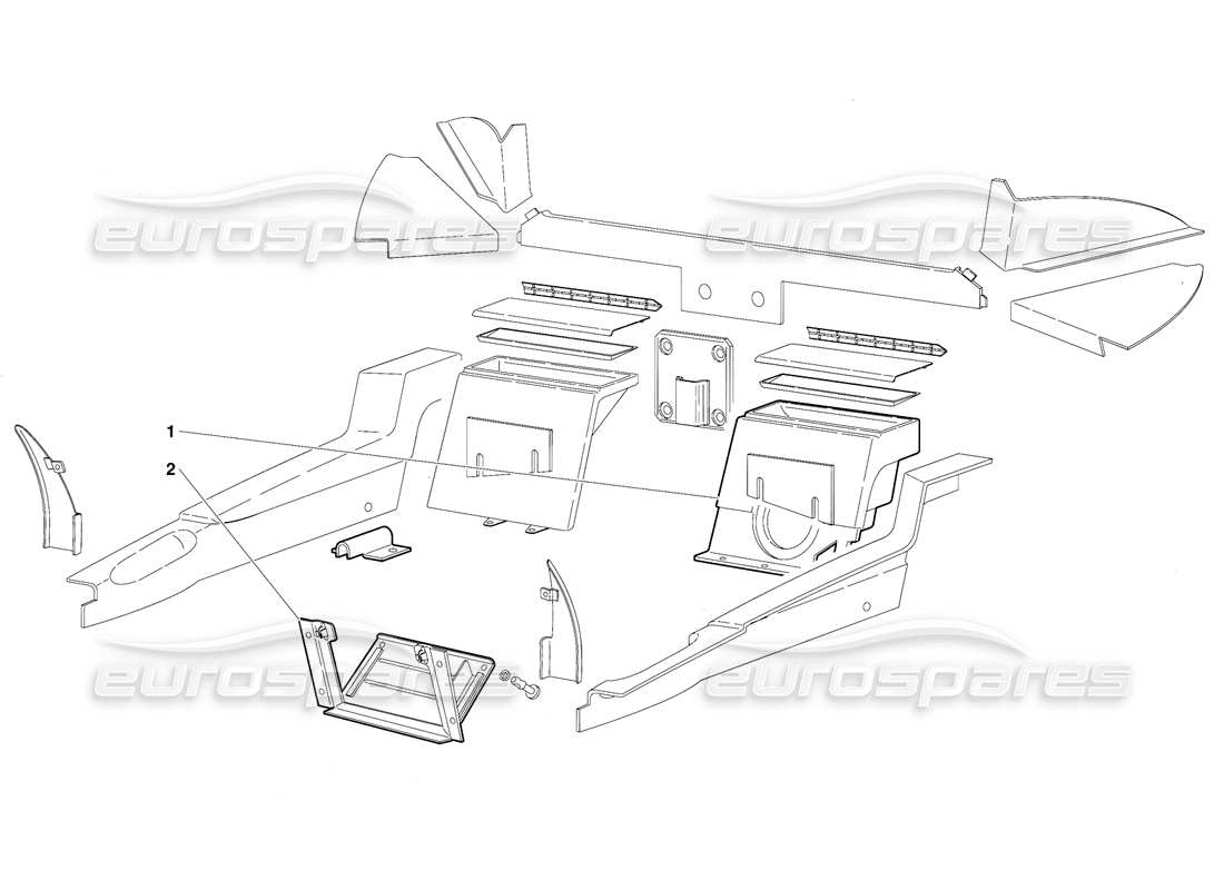 lamborghini diablo (1991) diagramma delle parti del rivestimento dell'abitacolo (valido per la versione gb - ottobre 1991).