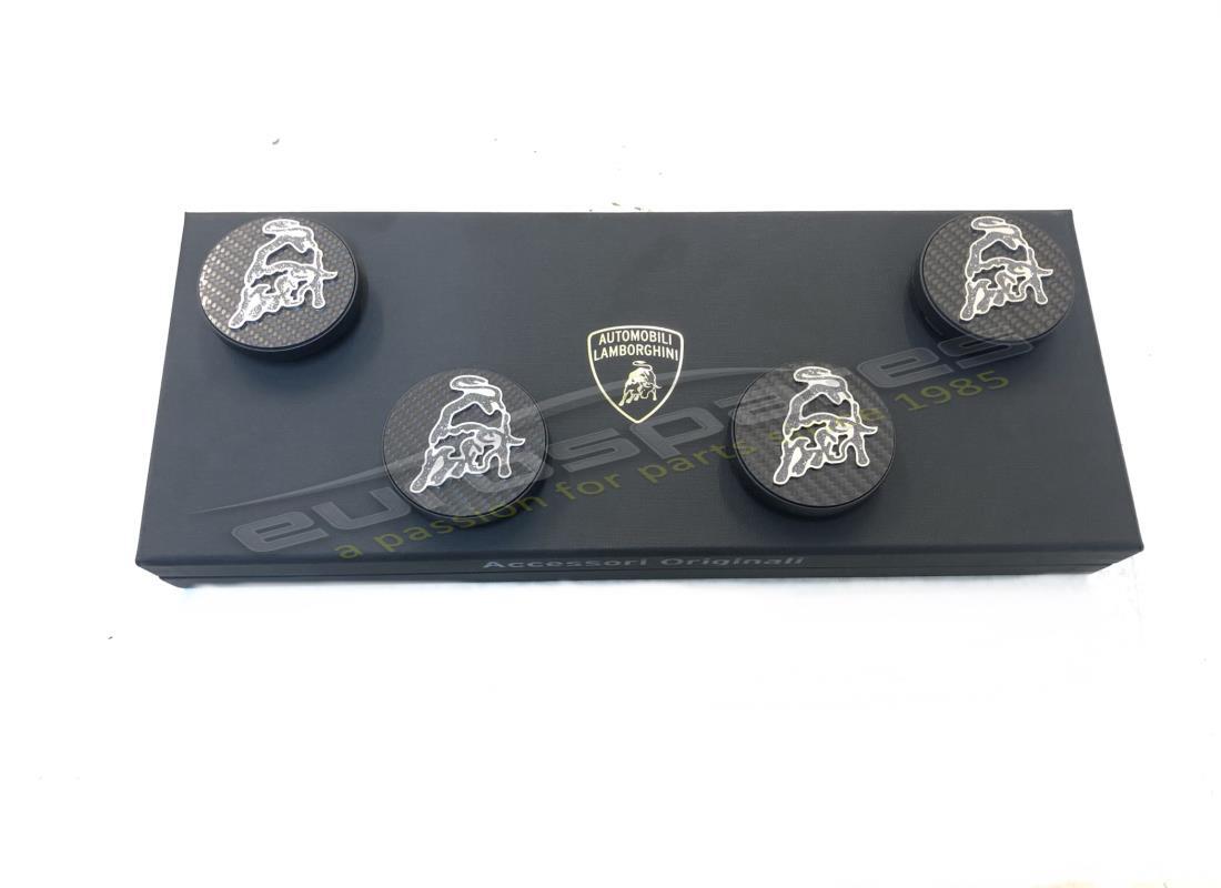 nuovo lamborghini kit badge per cerchio in fibra di carbonio + diamanti. numero parte 400998250a (1)