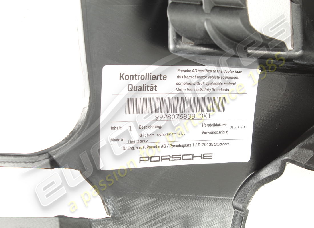 NUOVA PORSCHE GRIGLIA NERO OPACO. NUMERO PARTE 992807683BOK1 (3) nuova porsche griglia nero opaco. numero parte 992807683bok1 (3)