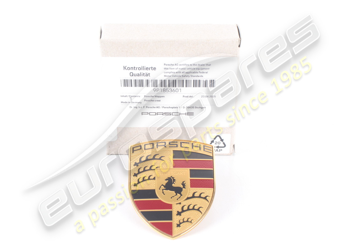 NUOVO PORSCHE DISTINTIVO PER COFANO. CODICE ARTICOLO 9P1853601 (1) nuovo porsche distintivo per cofano. codice articolo 9p1853601 (1)