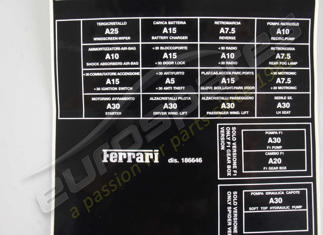 nuovo ferrari relè e fusibili lh nome pla. numero parte 186646 (3)