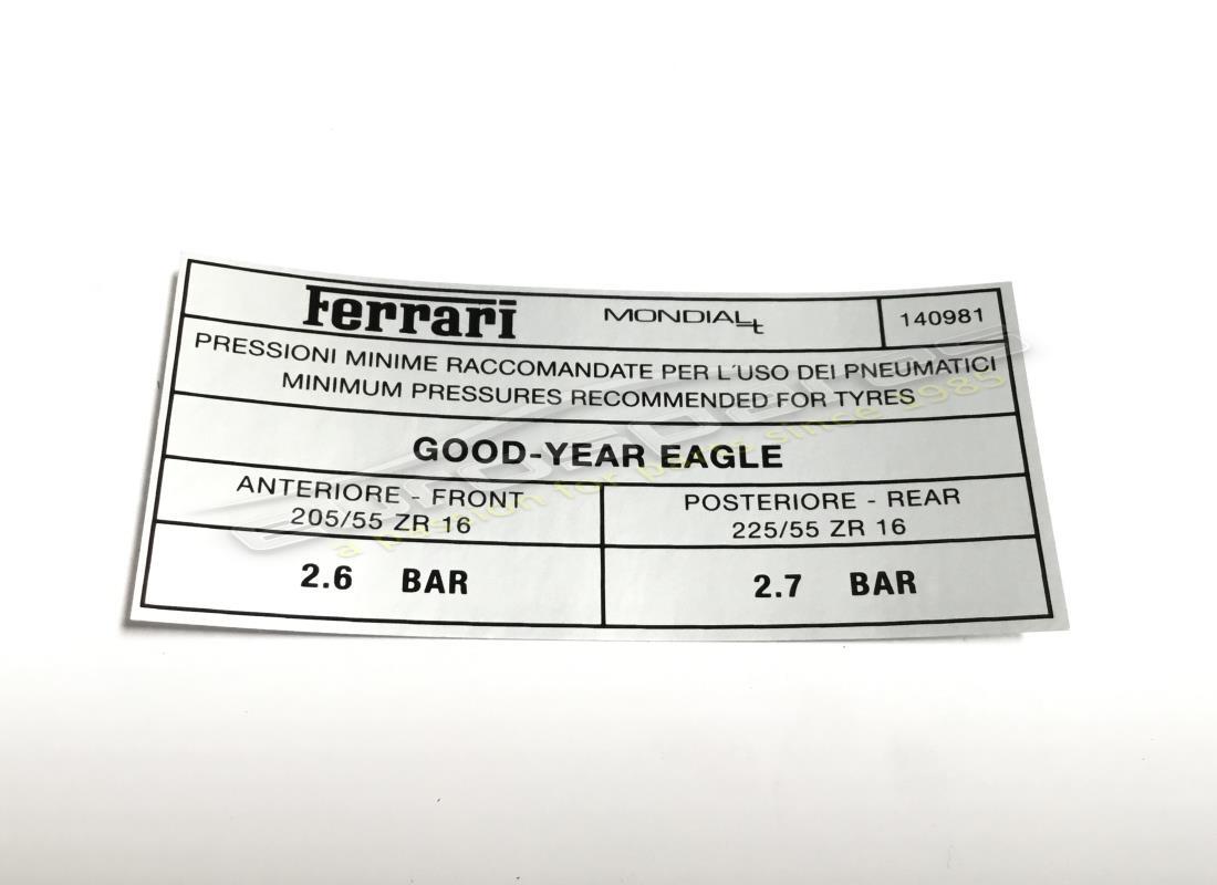 nuovo ferrari adesivo gonfiaggio pneumatici goodyear. numero parte 140981 (1)