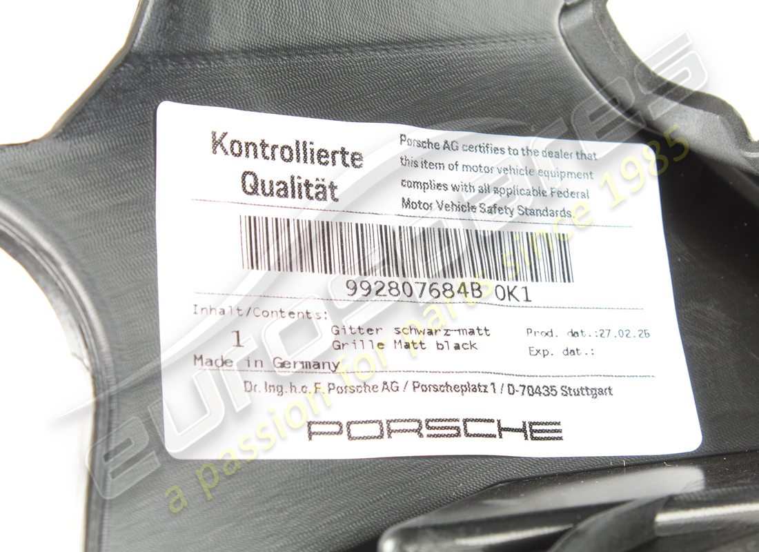 NUOVA PORSCHE GRIGLIA NERO OPACO. NUMERO PARTE 992807684BOK1 (4) nuova porsche griglia nero opaco. numero parte 992807684bok1 (4)