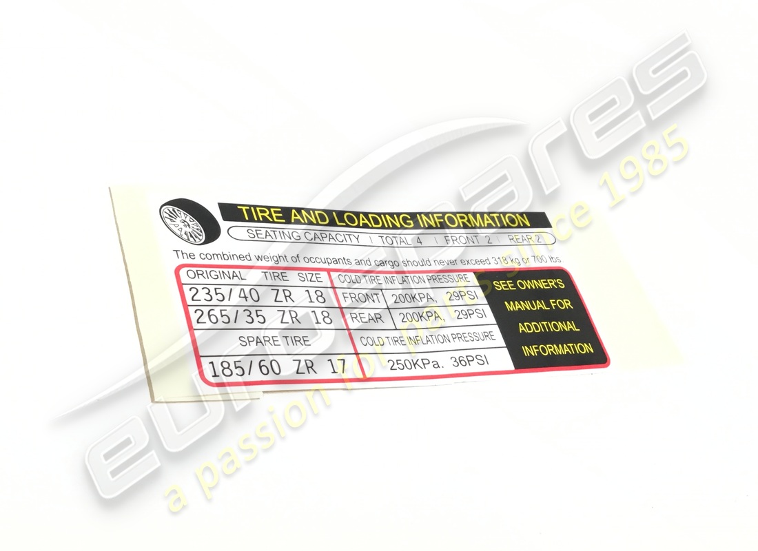 nuova targa per pneumatici maserati. numero di parte 200896 (1)