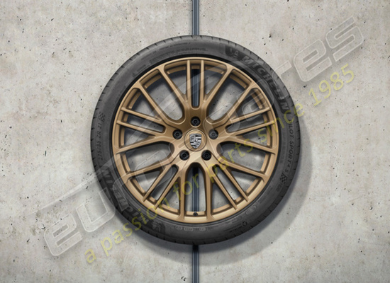 nuovo porsche 21-inch set di ruote e pneumatici estivi exclusive design sport - verniciati in aurum (satinato-lucido) codice articolo 971044665r