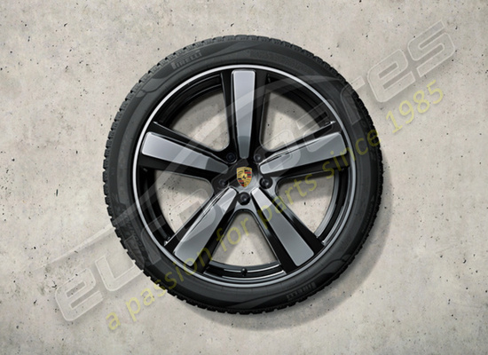 nuovo porsche 22 pollici exclusive design sport set di ruote e pneumatici invernali - verniciati in nero (lucido) codice articolo 9y0044603r