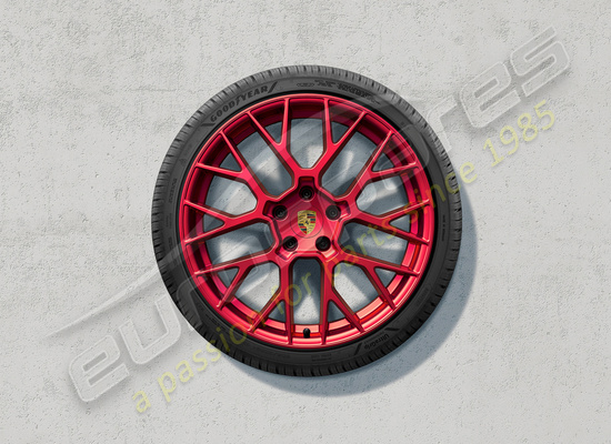 nuovo porsche 20/21-inch set di ruote e pneumatici invernali rs spyder design, verniciati in pyro red codice articolo 992044631f
