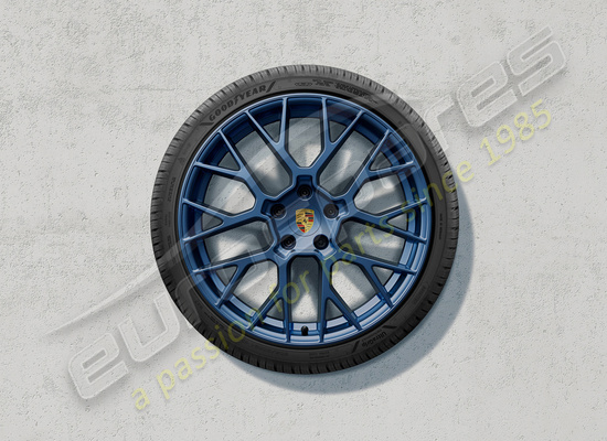nuovo porsche 20/21-inch set di ruote e pneumatici invernali rs spyder design, verniciati in blu indaco codice articolo 992044631g