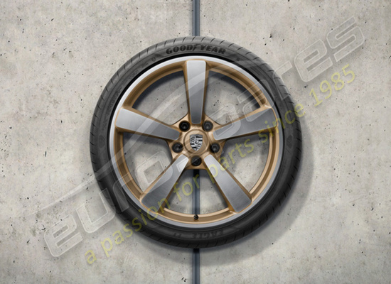 nuovo porsche 20-/21-inch set di ruote e pneumatici estivi carrera exclusive design, verniciati in aurum (satinato-lucido), codice articolo 992044661n