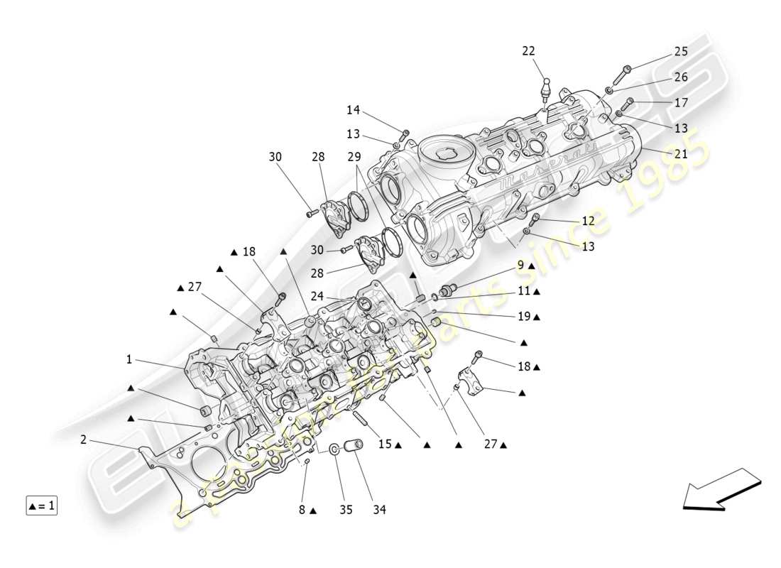 maserati levante (2017) diagramma delle parti della testata del cilindro sinistra