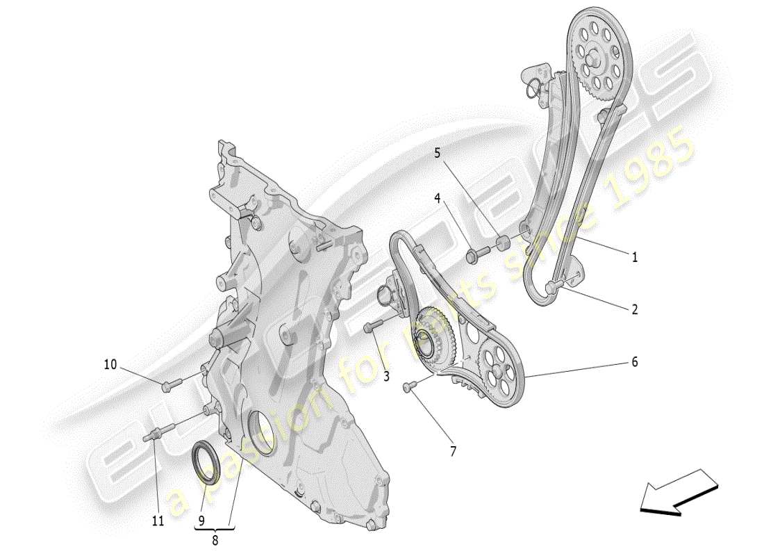 maserati grecale modena (2023) diagramma delle parti di temporizzazione