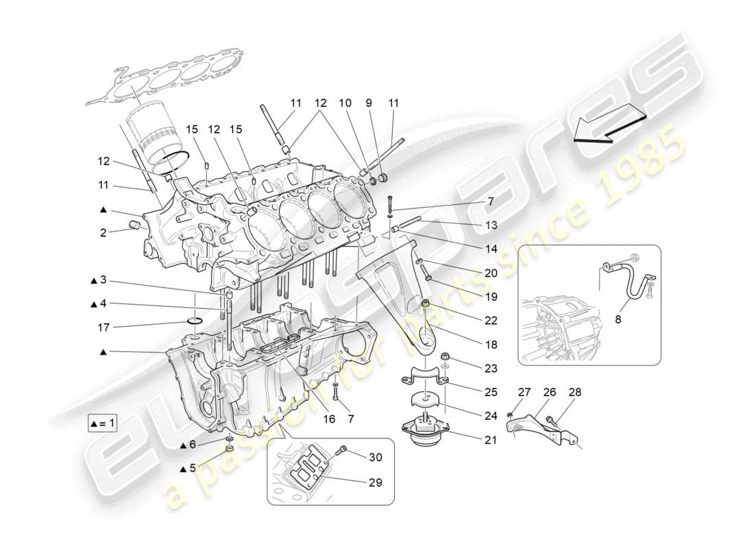 maserati granturismo mc stradale (2011) schema delle parti del basamento