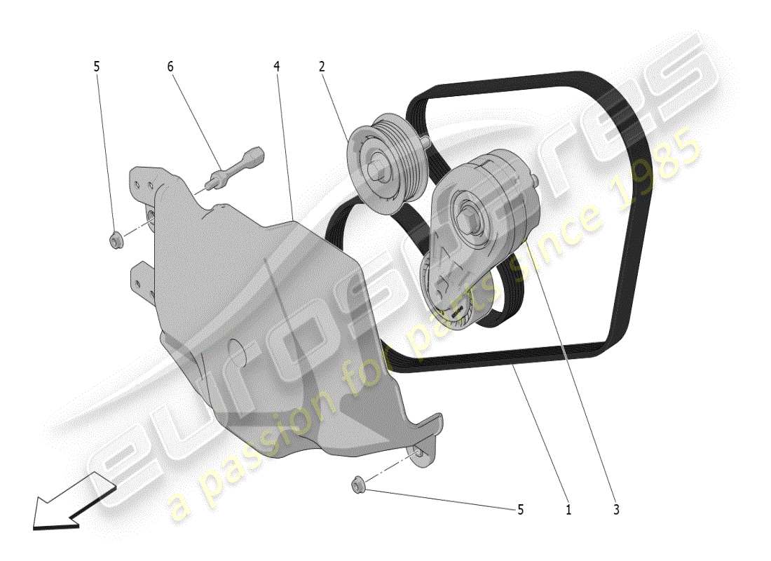 maserati grecale modena (2023) diagramma delle parti delle cinghie dei dispositivi ausiliari