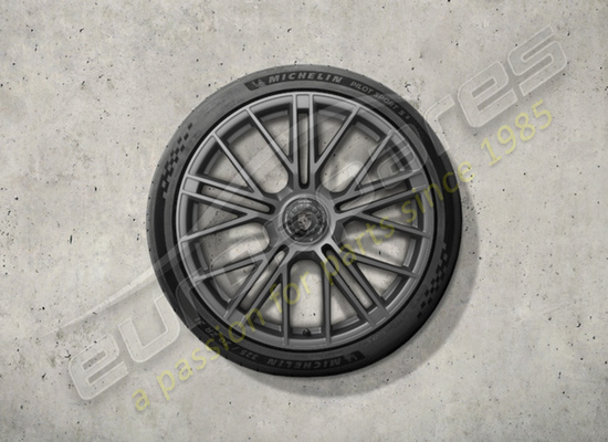 nuovo porsche 21 pollici set di ruote e pneumatici estivi turbo s, con chiusura centralizzata - verniciati in argento scuro codice articolo 976044660p
