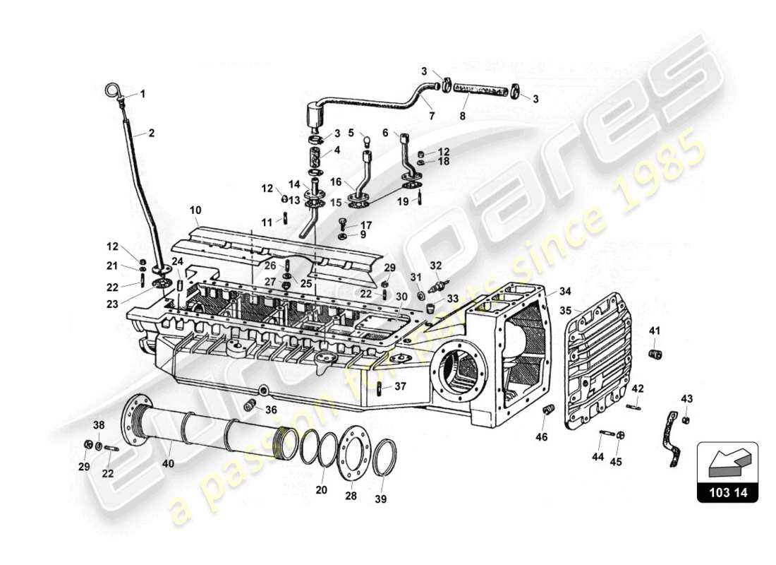 lamborghini countach 25th anniversary (1989) schema delle parti della coppa dell'olio